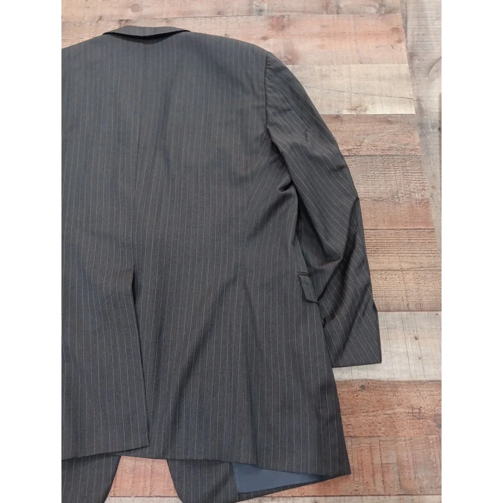 Loro Piana Hickey Freeman‎ Tasmania 120 Pinstripe Wool Blazer Brown 50L 2248